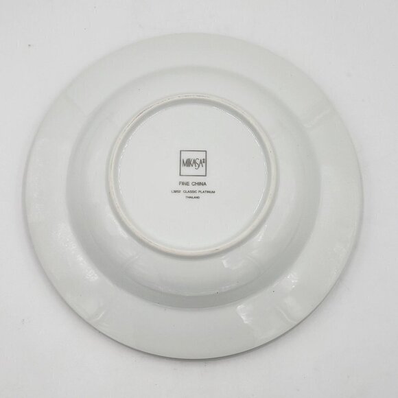 2 Mikasa Classic Platinum Rimmed Soup Pasta Bowls Wide Rim White Platinum L3202 - Picture 6 of 8